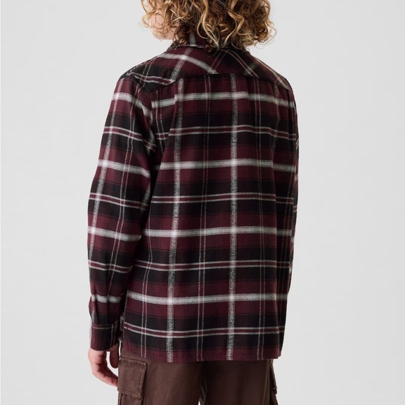 GAP Kids Plaid Flannel Shirt - Red and Gray - Picture 2 of 6